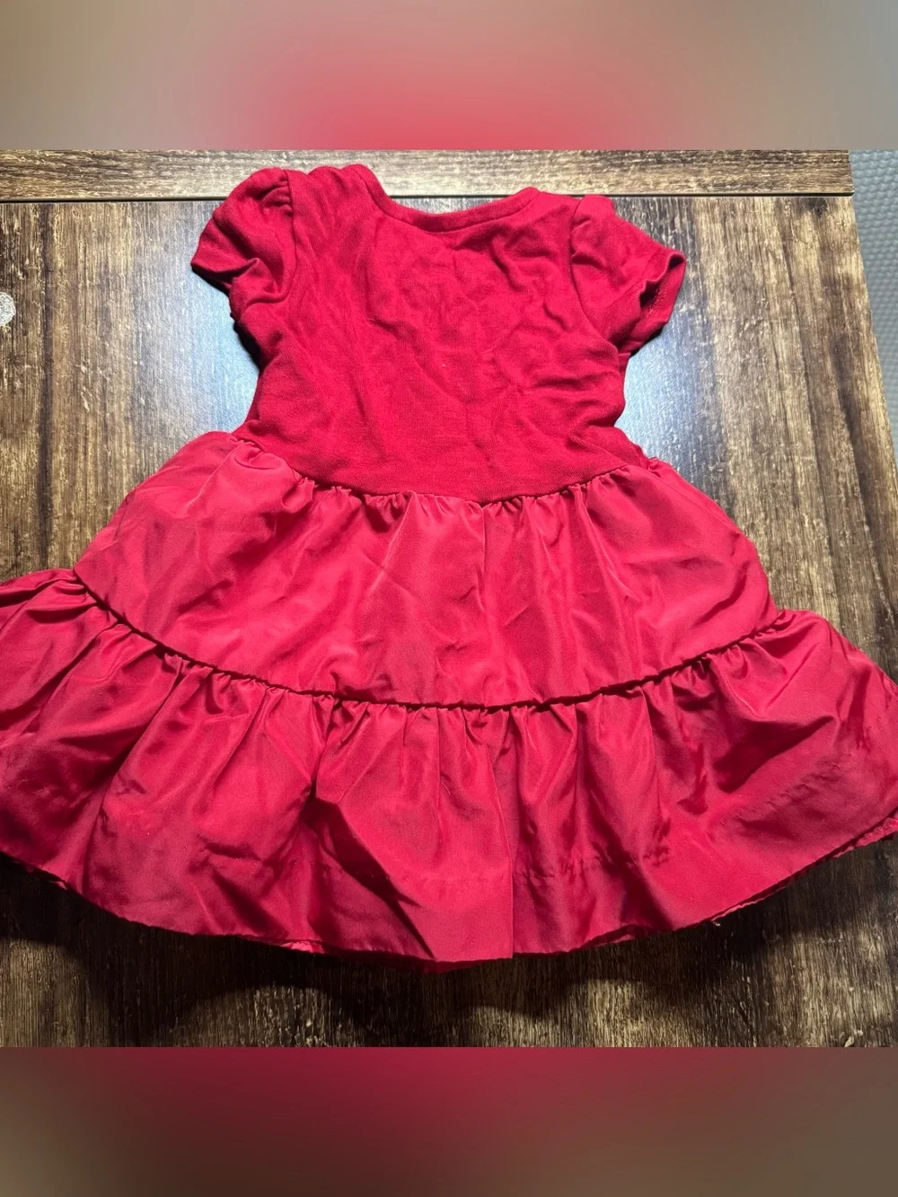 Ralph Lauren Girls' Bright Red Puff-Sleeve Tiered Dress 6M